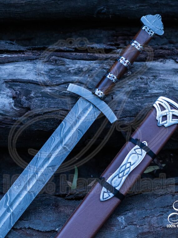 Custom Hand Forged Damascus Steel Viking Sword Battle Ready Medieval Sword GK-06