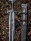 Medieval Hand Forged Damascus Steel Viking Sword Sharp Battle Ready + Wooden scb