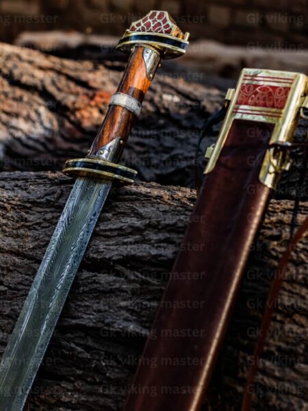 Medieval Battle Ready Hand Forged Viking Sword Damascus Steel With Scabbard GK