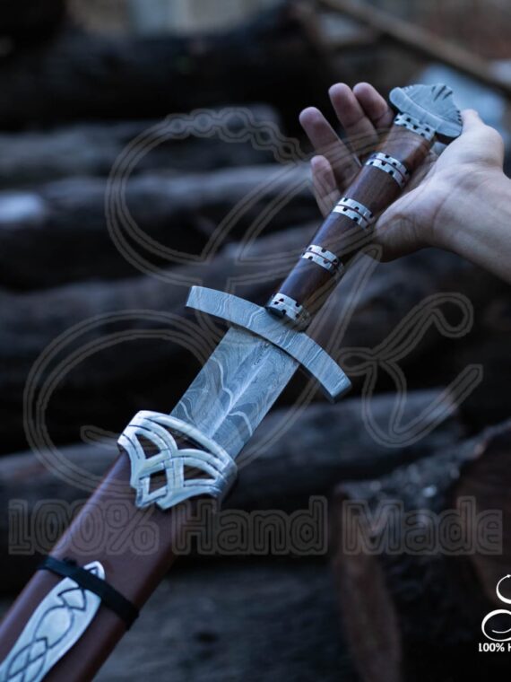 Custom Hand Forged Damascus Steel Viking Sword Battle Ready Medieval Sword GK-06