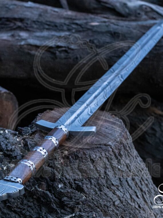 Custom Hand Forged Damascus Steel Viking Sword Battle Ready Medieval Sword GK-06