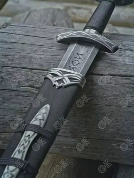 Medieval Hand Forged Damascus Steel Viking Sword Sharp Battle Ready + Wooden scb