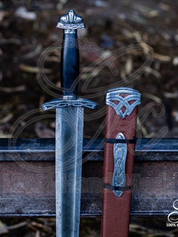 Medieval Battle Ready Hand Forged Viking Sword Damascus Steel With Scabbard GK