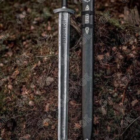 Medieval Hand Forged Damascus Steel Viking Sword Sharp Battle Ready + Wooden scb