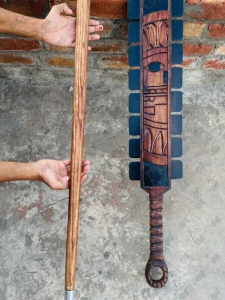 Aztec sword war club + Walking stick axe antique Parsonalizated Macuahuitl arts