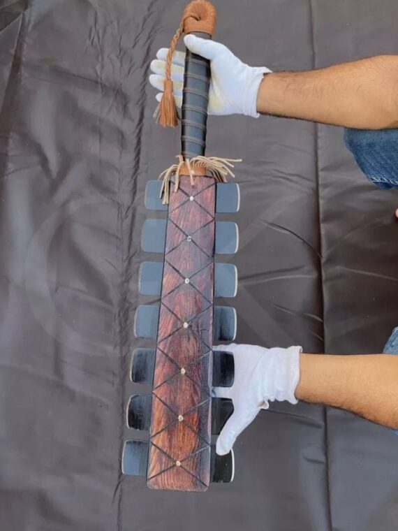 Custom made GK handmade Aztec Sword War Club Macuahuitl with 1075 steel ash wood