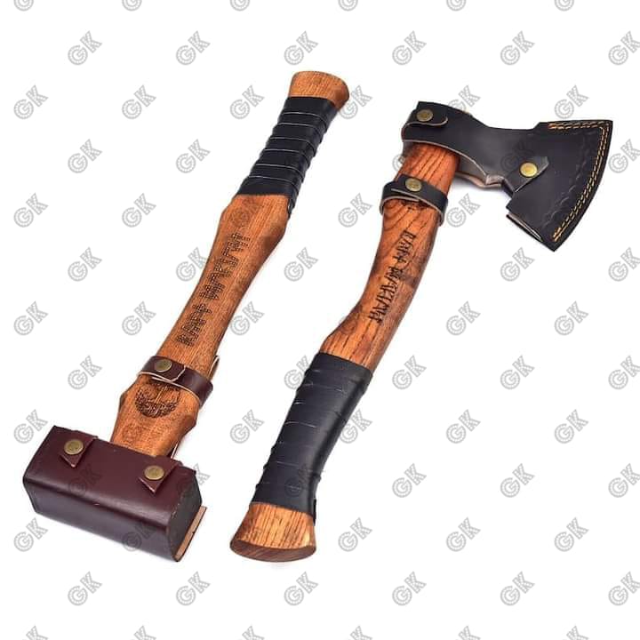 2PCS set - viking axe viking hammer, Mjolnir hammer hand forged hatchet tomahawk