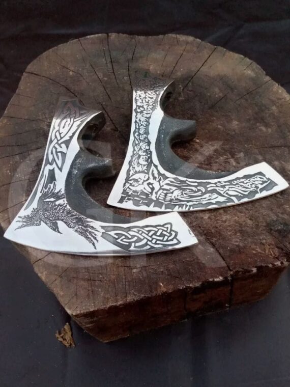 MEDIEVAL HUNTSMAN CUSTOM HAND MADE HIGH CARBON STEEL TOMAHAWK VIKING AXE 2 HEAD