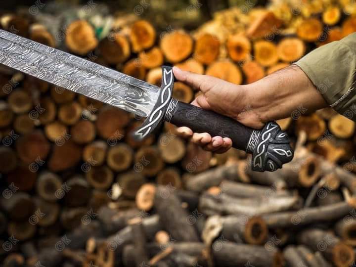 Medieval Hand Forged -Damascus Steel Viking Sword Sharp / Battle Ready Full tang