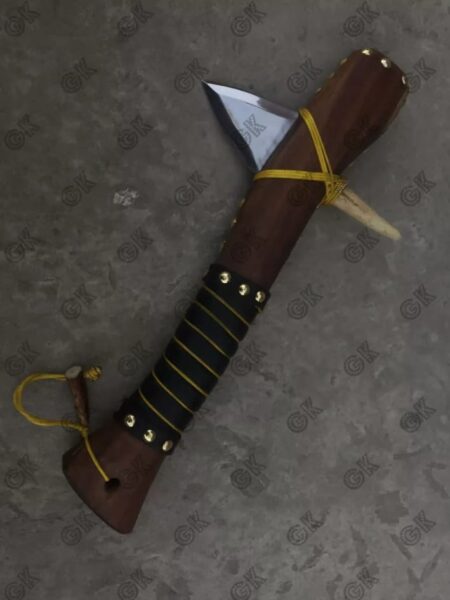 Custom Handmade personalized, gun stock, war club, Stag + 1075 steel sharp blade