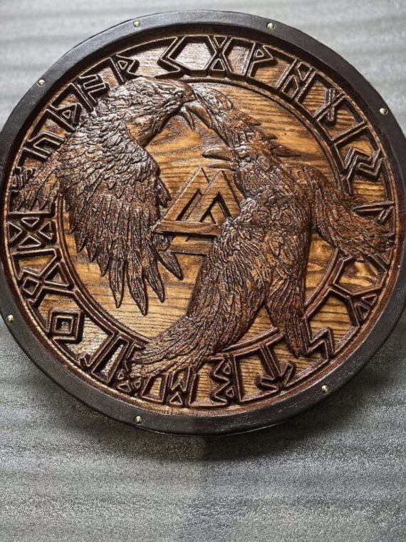 Handcraft Viking, Medieval, Battle Ready, Shield with Axe Handmade wood Engraved