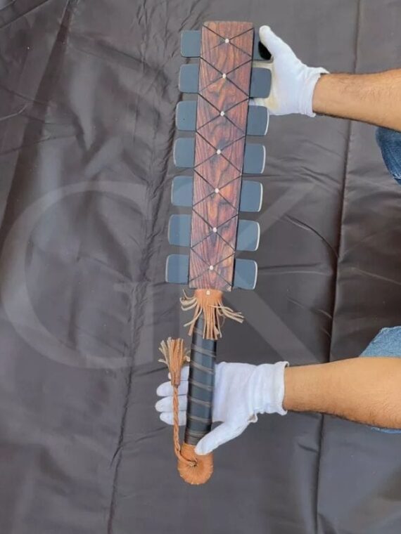 Custom made GK handmade Aztec Sword War Club Macuahuitl with 1075 steel ash wood