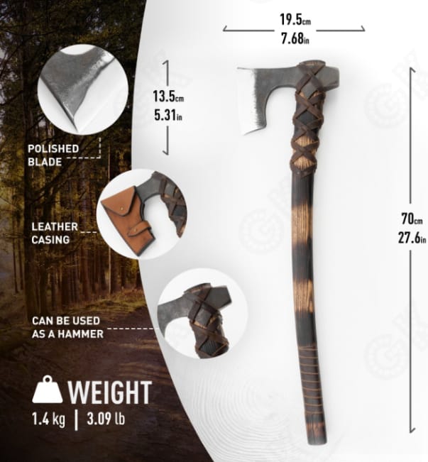 Viking Axe Battle Forged /Ragner Lothbrok- Axe High Temper Carbon steel For used