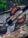 Medieval Battle Viking axe - Hand forged High carbon steel Double bit axe Sharp