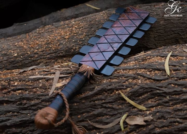 Custom made GK handmade Aztec Sword War Club Macuahuitl with 1075 steel ash wood