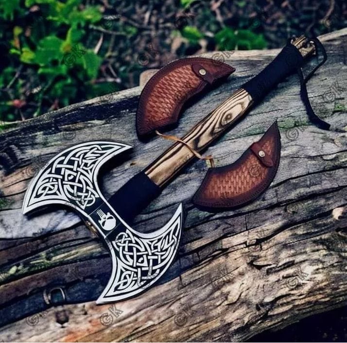 Medieval Battle Viking axe - Hand forged High carbon steel Double bit axe Sharp