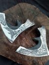 MEDIEVAL HUNTSMAN CUSTOM HAND MADE HIGH CARBON STEEL TOMAHAWK VIKING AXE 2 HEAD