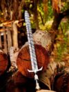 Hand Forged Damascus Steel Viking Sword Battle Ready Medieval Sword With Sheath