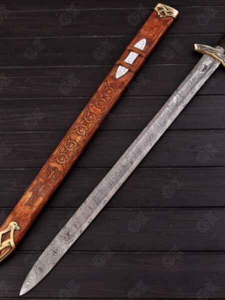 Medieval Hand - Forged Viking Sword Damascus Steel / sharp Battle Ready gift