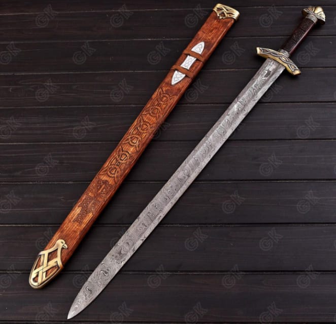 Medieval Hand - Forged Viking Sword Damascus Steel / sharp Battle Ready gift