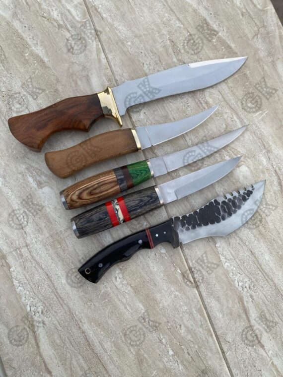 Custom Handmade Bowie, Tracer, Fillet, Puukko, Knife (Lot OF 5) D2, Carbon steel