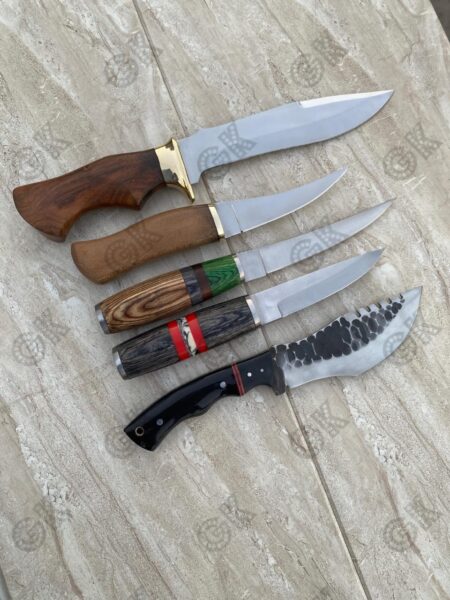 Custom Handmade Bowie, Tracer, Fillet, Puukko, Knife (Lot OF 5) D2, Carbon steel