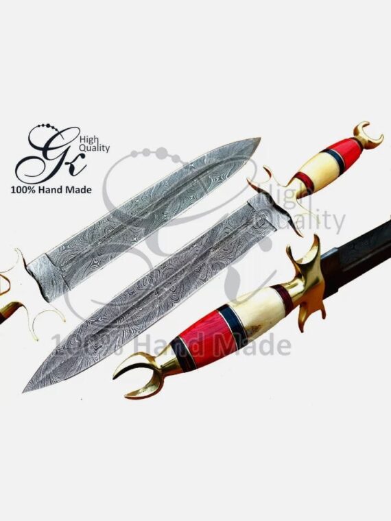 Damascus steel Knife dagger custom hunting hand made handle Original Camel bone