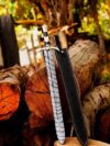 Hand Forged Damascus Steel Viking Sword Battle Ready Medieval Sword With Sheath