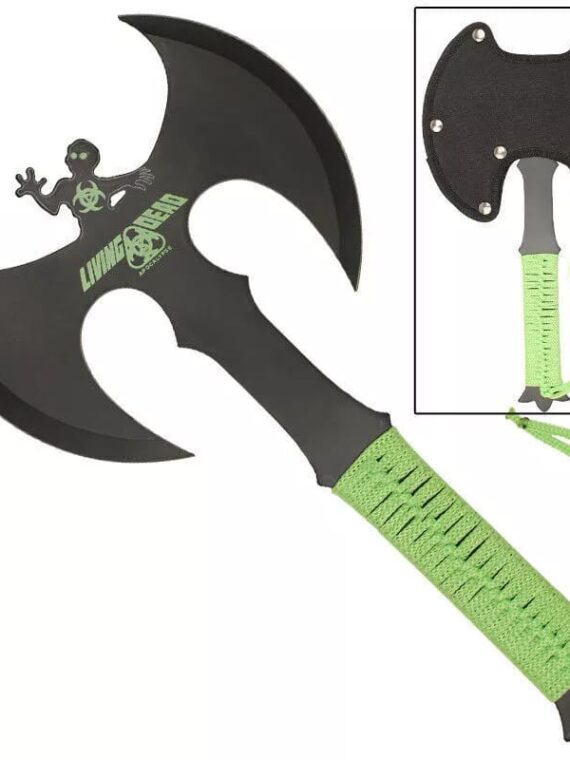Living Dead Double Bit Tactical Hunting Throwing Axe Anodized Stainless Steel