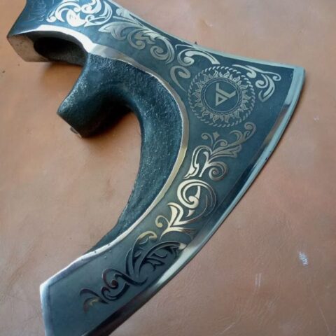 CUSTOM HAND MADE VIKING AXE HEAD BATTLE FUCTIONAL REPLICA BATTAL READY BUSHCR
