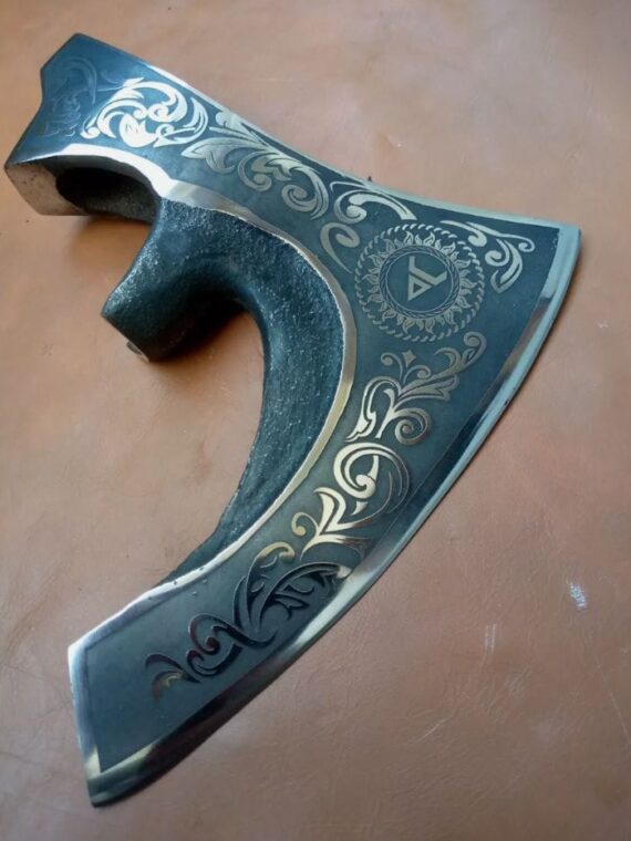 CUSTOM HAND MADE VIKING AXE HEAD BATTLE FUCTIONAL REPLICA BATTAL READY BUSHCR