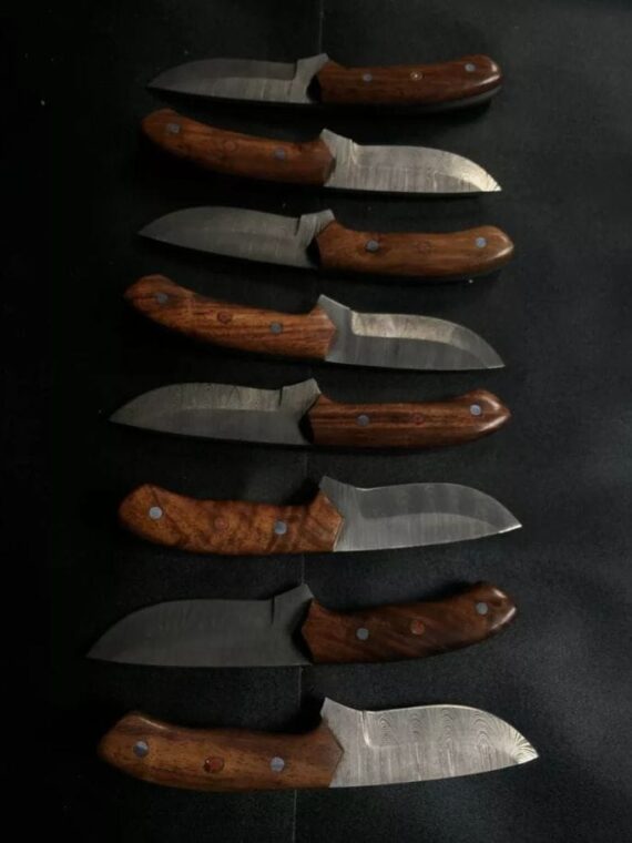 LOT OF 8 Handmade Forged Bushcraft Damascus steel hunting camping skiner knife8"