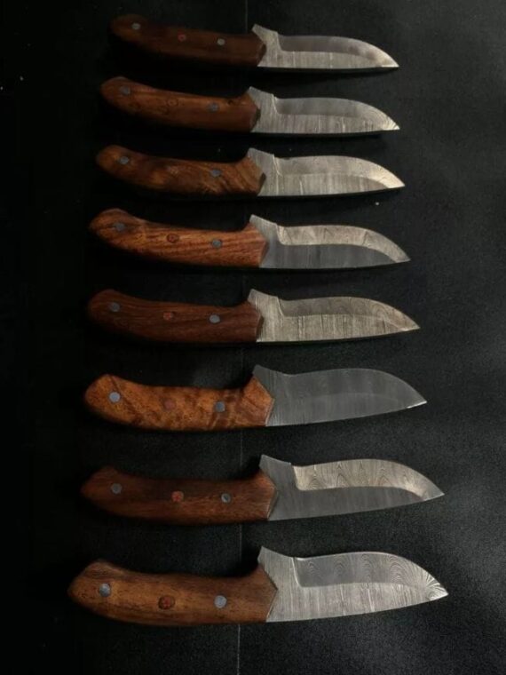 LOT OF 8 Handmade Forged Bushcraft Damascus steel hunting camping skiner knife8"